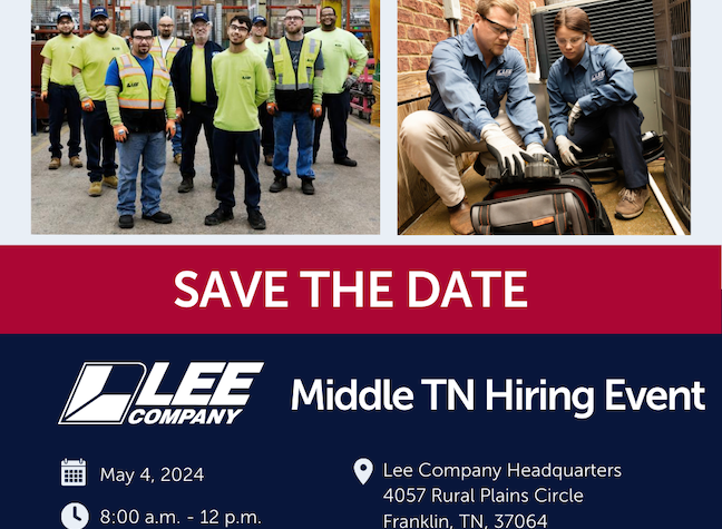 Business Today - Lee Company To Host Middle Tennessee Spring Hiring Event to Fuel Trades Workforce | Nashville Christian Family Magazine