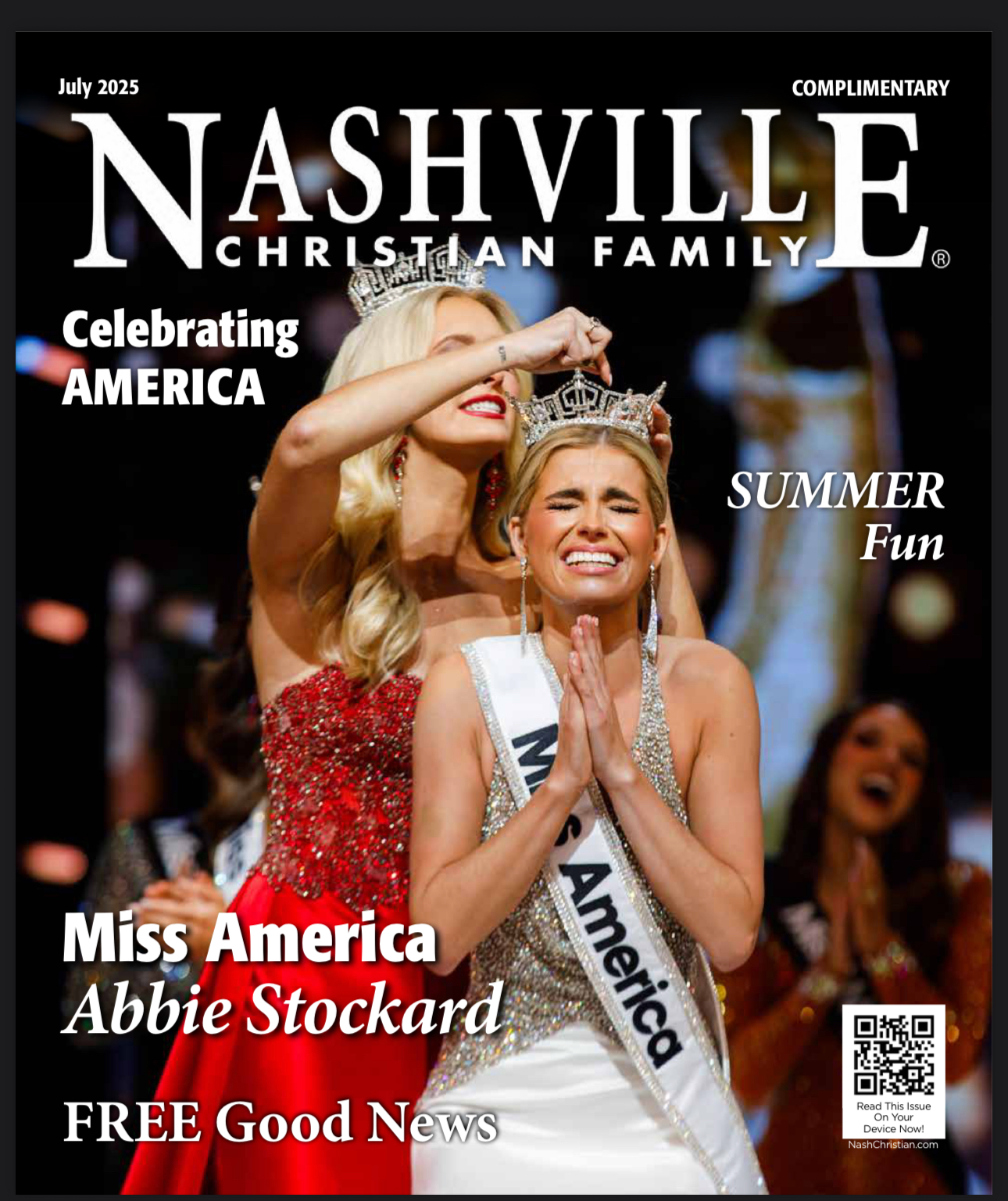 Cover of July2025 with Miss America Abbie Stockard | Nashville Christian Family Magazine